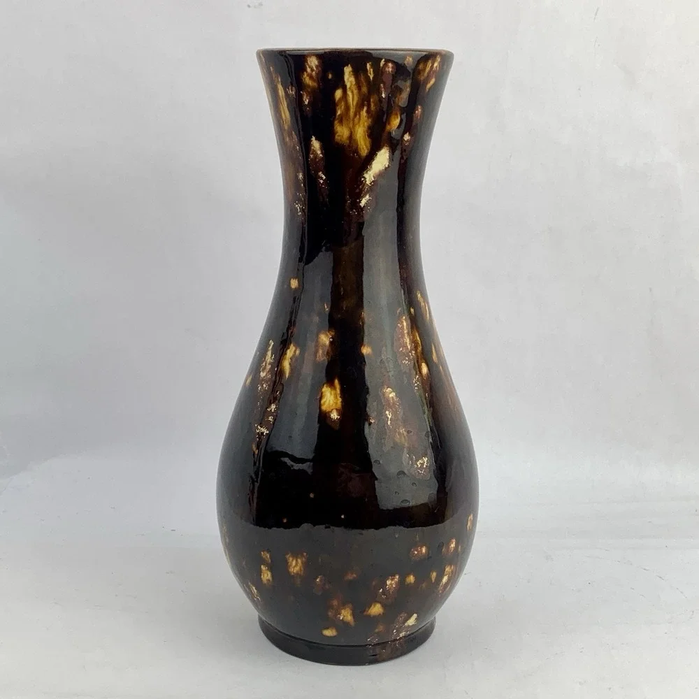 Vintage Splotchy 70s Brown Vase Holland Mold 10